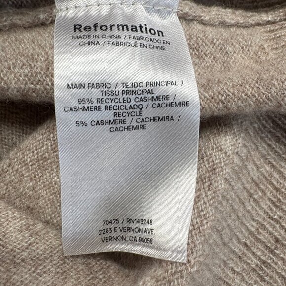 Reformation Reese Cashmere Tank sweater vest size XS foggy tan beige wool - Picture 10 of 12
